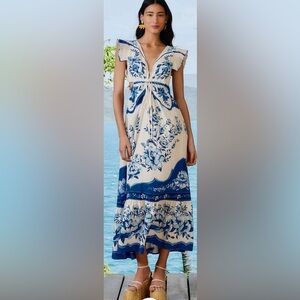 Farm Rio Off White Porcelain Butterfly Dress